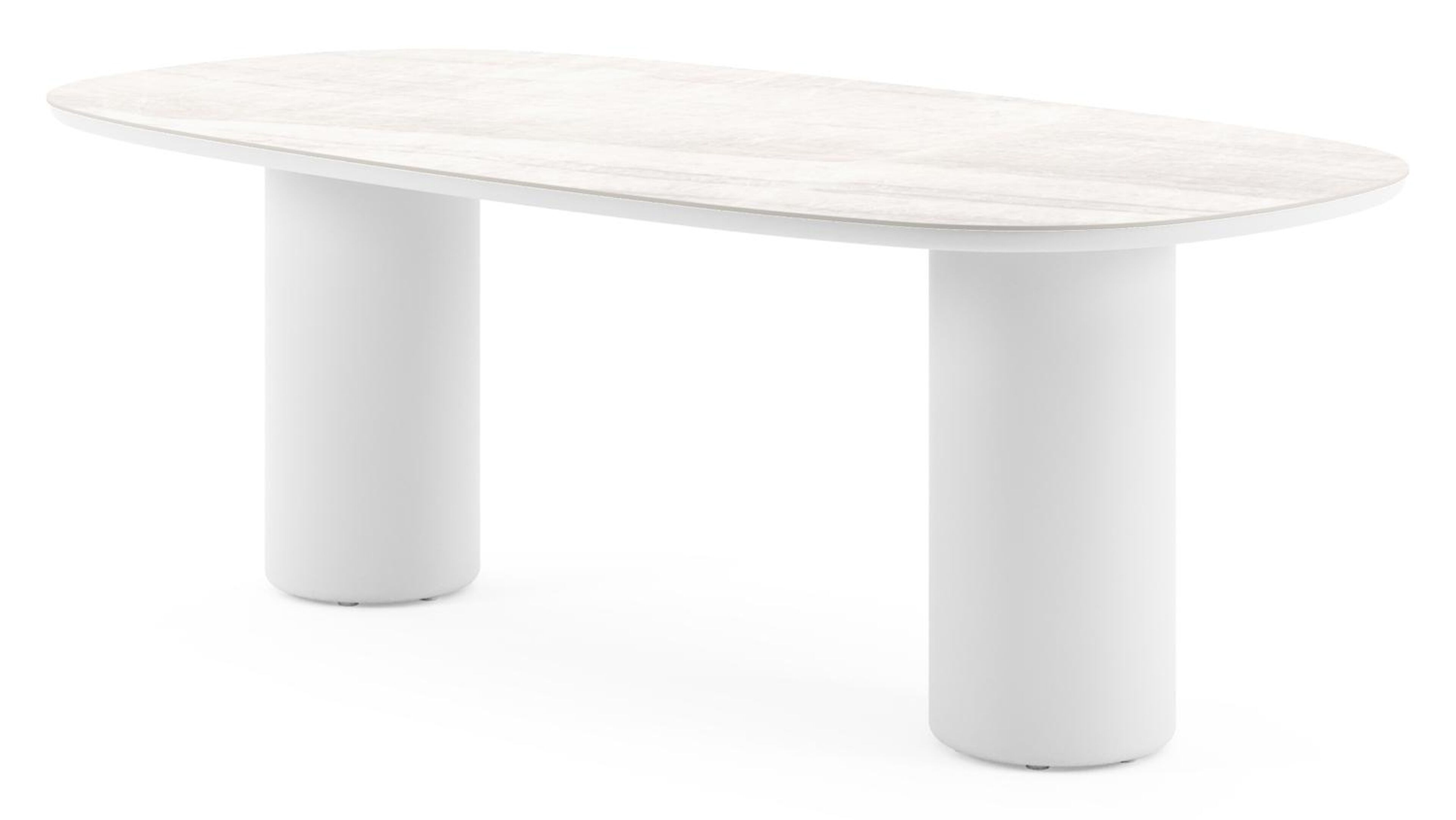 Amico tuintafel bombo in wit aluminium en volkeramiek Taj Mahal - L 210 x B 110 x H 74 cm