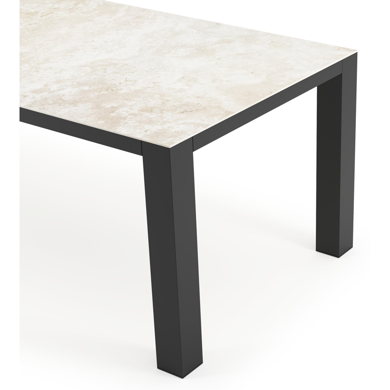 Table de jardin Nano rectangulaire en aluminium noir et céramique pleine Rapolano Lg. 240 x Lrg. 100 cm