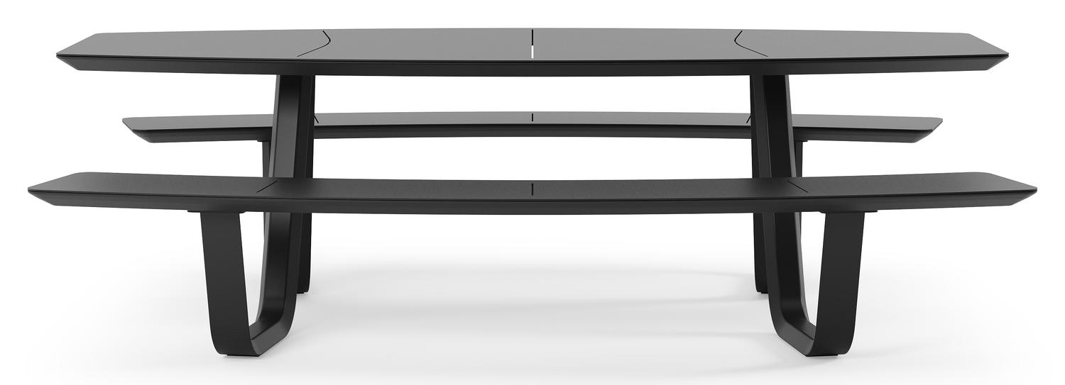 Forno picknicktafel bootvorm in zwart aluminium - L 240 x B 181 x H 72 cm