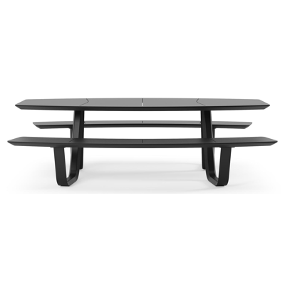 Forno picknicktafel bootvorm in zwart aluminium - L 240 x B 181 x H 72 cm