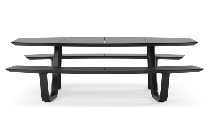 Forno picknicktafel bootvorm in zwart aluminium - L 240 x B 181 x H 72 cm