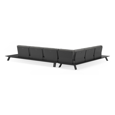 Cesano loungehoek in zwart aluminium met deauville black all weather sunbrella® luxe kussens