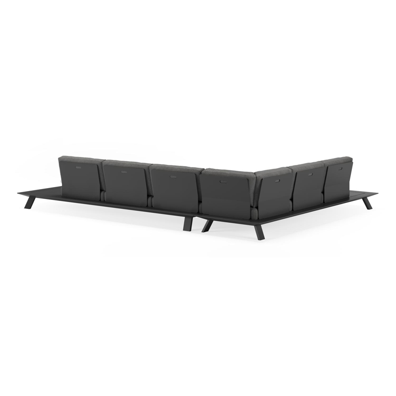 Cesano loungehoek in zwart aluminium met deauville black all weather sunbrella® luxe kussens