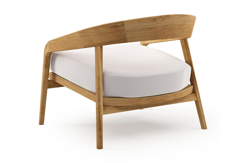 Lacrima loungestoel in teak met savane whisper all weather Sunbrella® luxe kussen