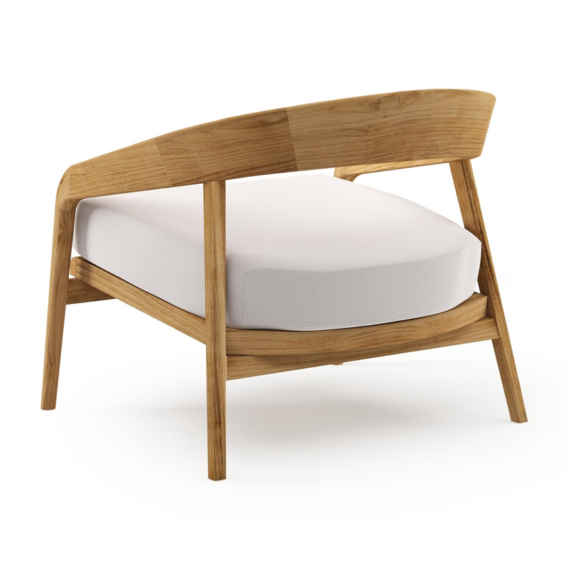 Lacrima loungestoel in teak met savane whisper all weather Sunbrella® luxe kussen
