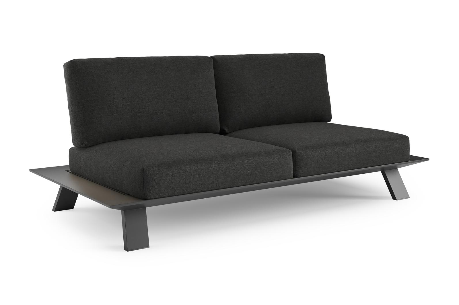 Cesano loungebank in zwart aluminium met chartres sooty all weather Sunbrella® luxe kussen