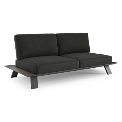 Cesano loungebank in zwart aluminium met chartres sooty all weather Sunbrella® luxe kussen