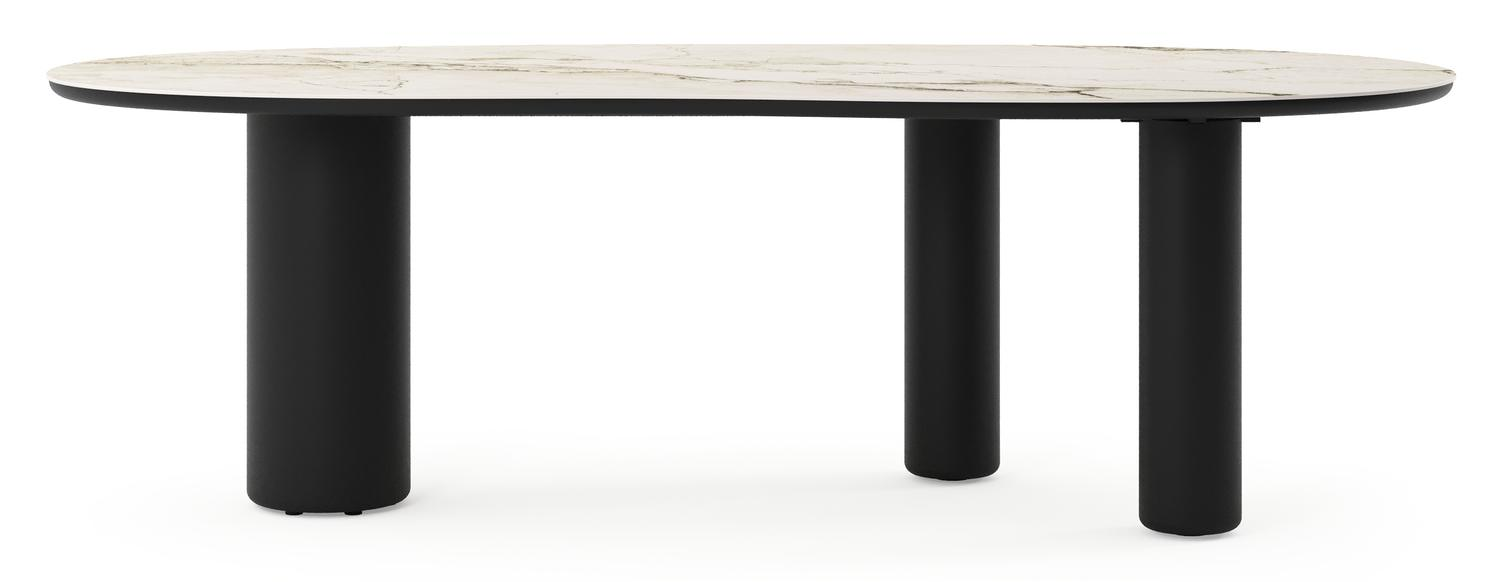 Table de jardin Amico organique en aluminium noir et céramique pleine Colorado Dunes - Lg. 240 x Lrg. 110 x Haut. 73.5 cm