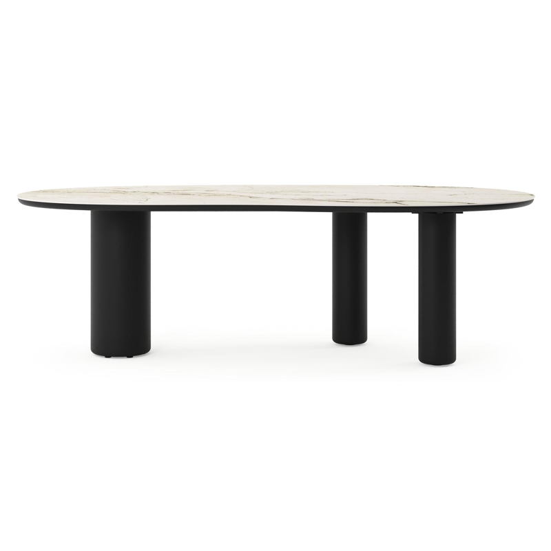 Table de jardin Amico organique en aluminium noir et céramique pleine Colorado Dunes - Lg. 240 x Lrg. 110 x Haut. 73.5 cm