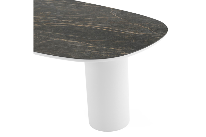 Amico tuintafel bombo in wit aluminium en volkeramiek Black Obsession - L 210 x B 110 x H 73.5 cm