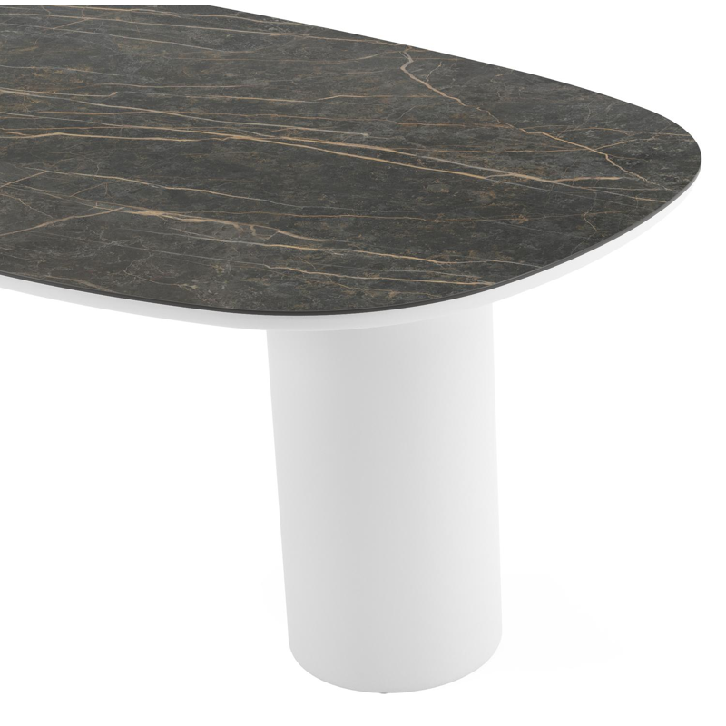 Amico tuintafel bombo in wit aluminium en volkeramiek Black Obsession - L 210 x B 110 x H 73.5 cm