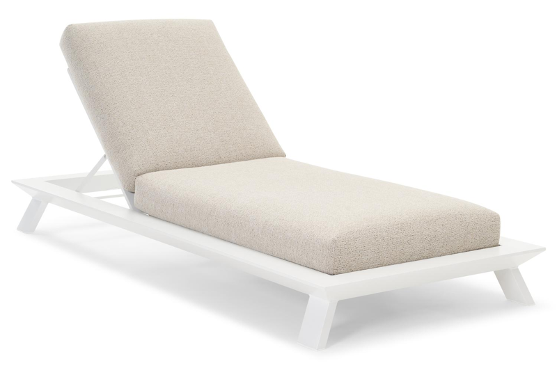 Cesano verstelbaar ligbed in wit aluminium met marbella beige all weather cosytica kussen
