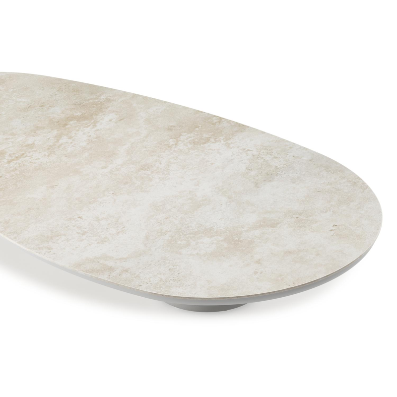 Amico loungetafel organisch in wit aluminium en volkeramiek Rapolano - L 170 x B 91 x H 25 cm