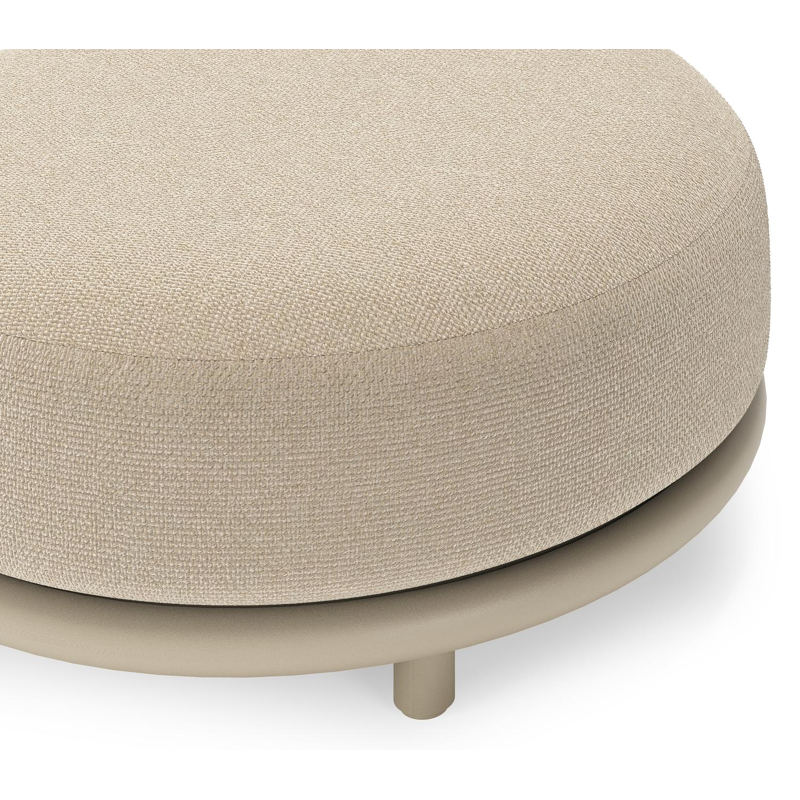 Lomano poef in beige aluminium en beige verticaal geweven luxe vlakke rope met Althea Chalk all weather cosytica