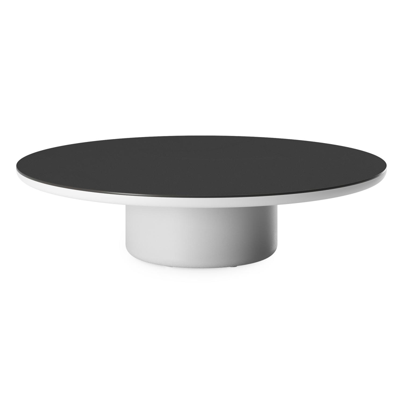 Amico loungetafel rond in wit aluminium en volkeramiek Nero Black - Dia. 110 x H 28 cm
