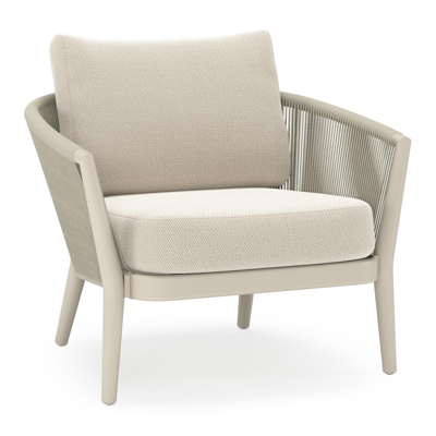 Fauteuil de jardin Orso en aluminium beige en corde ronde tissée verticalement beige et coussins en all weather sunbrella® luxe Lopi Marble