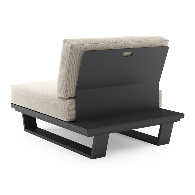 Pagino loungestoel in zwart aluminium met lopi marble all weather sunbrella® luxe kussen