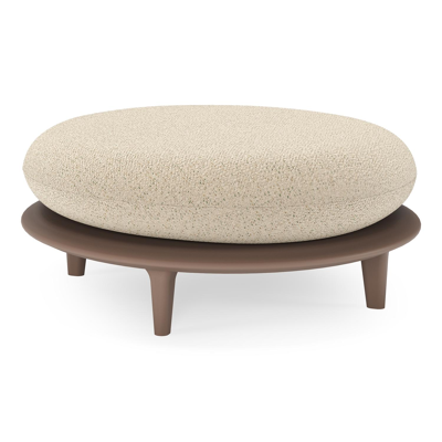 Bomero poef in taupe aluminium met bora forest all weather cosytica kussen