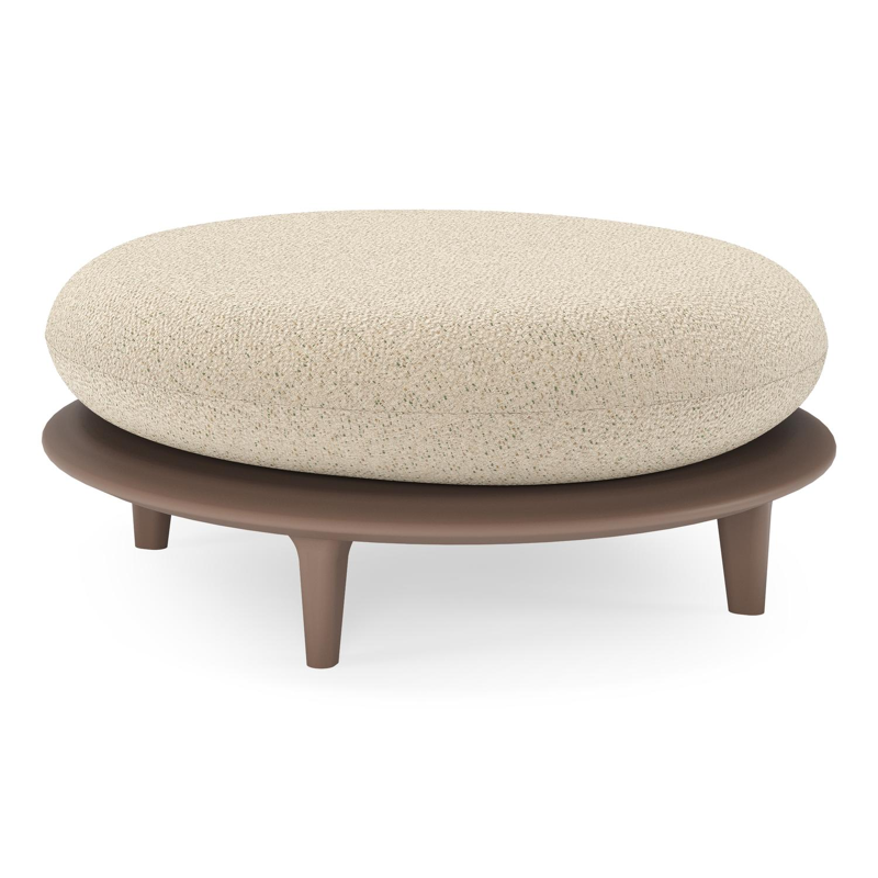 Bomero poef in taupe aluminium met bora forest all weather cosytica kussen