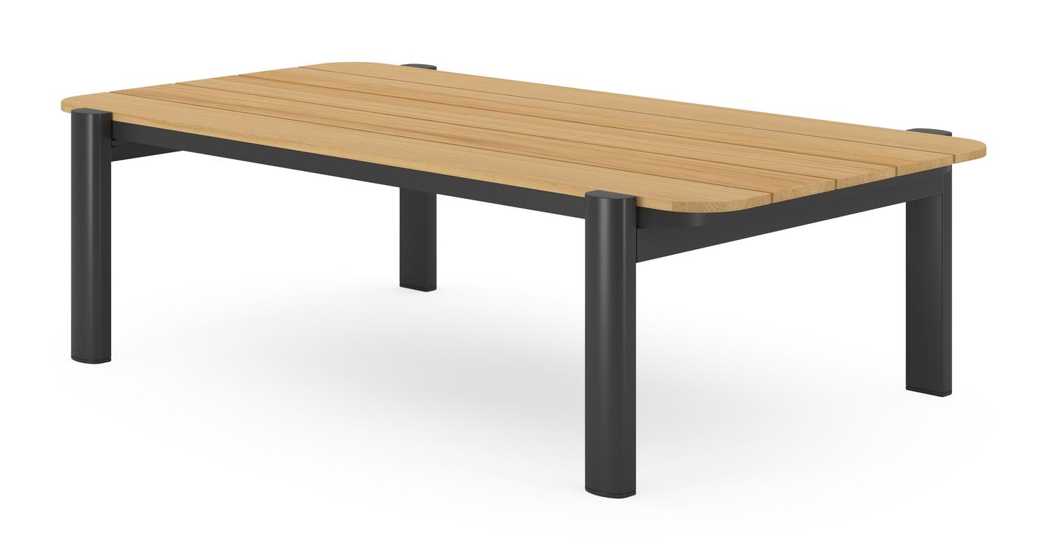 Salamanca loungetafel in zwart aluminium en teak - L 120 x B 68 x H 34 cm