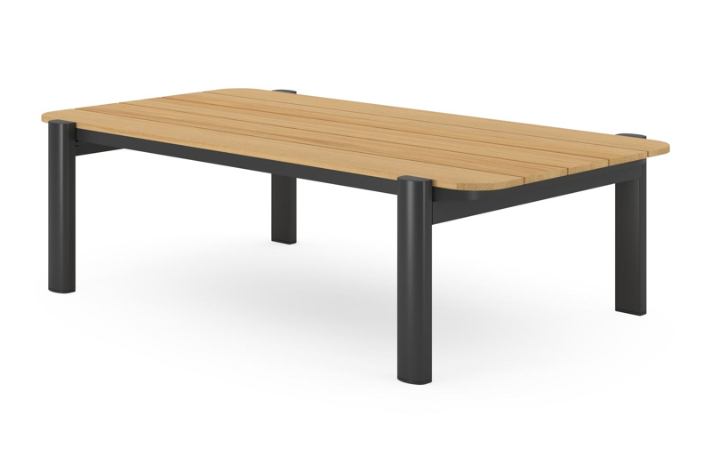 Salamanca loungetafel in zwart aluminium en teak - L 120 x B 68 x H 34 cm