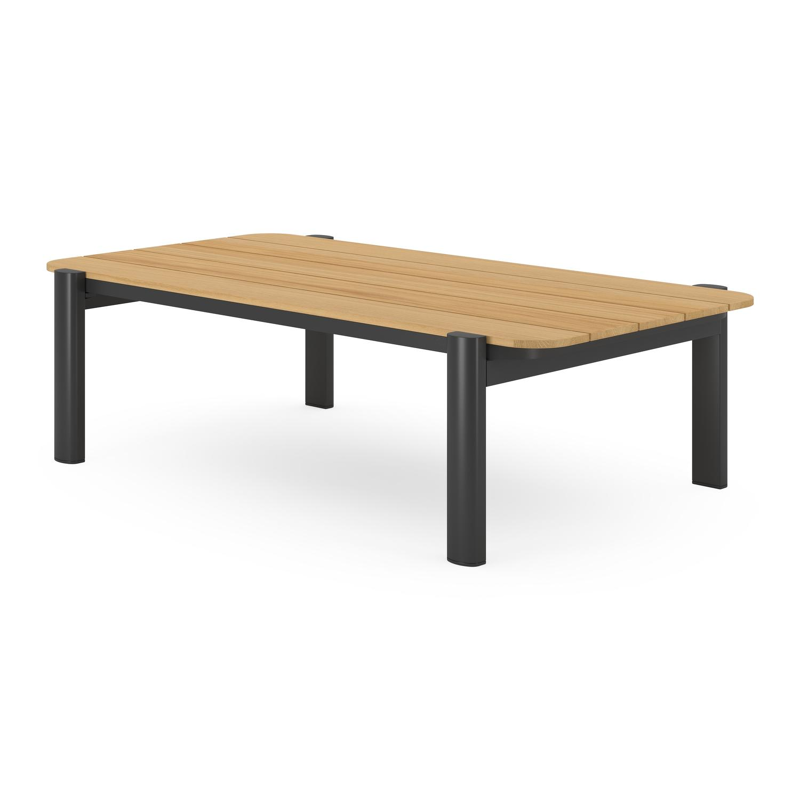 Salamanca loungetafel in zwart aluminium en teak - L 120 x B 68 x H 34 cm