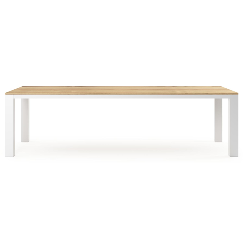 Nano tuintafel in wit aluminium en teak - L 280 x B 110 x H 75 cm