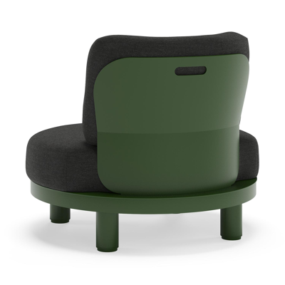 Donato loungestoel in groen aluminium met all weather sunbrella® luxe Chartres Sooty kussen