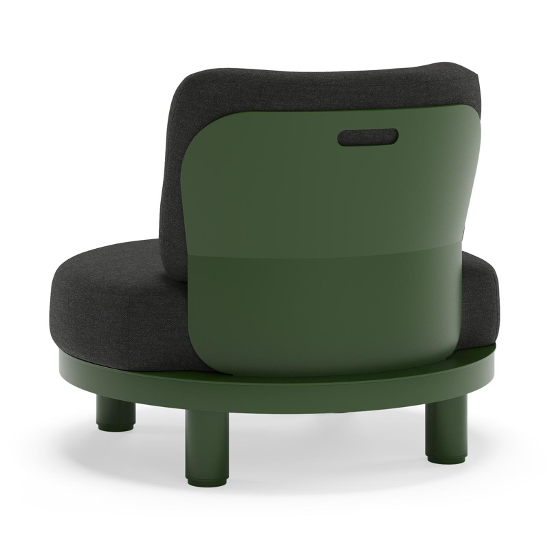 Donato loungestoel in groen aluminium met all weather sunbrella® luxe Chartres Sooty kussen