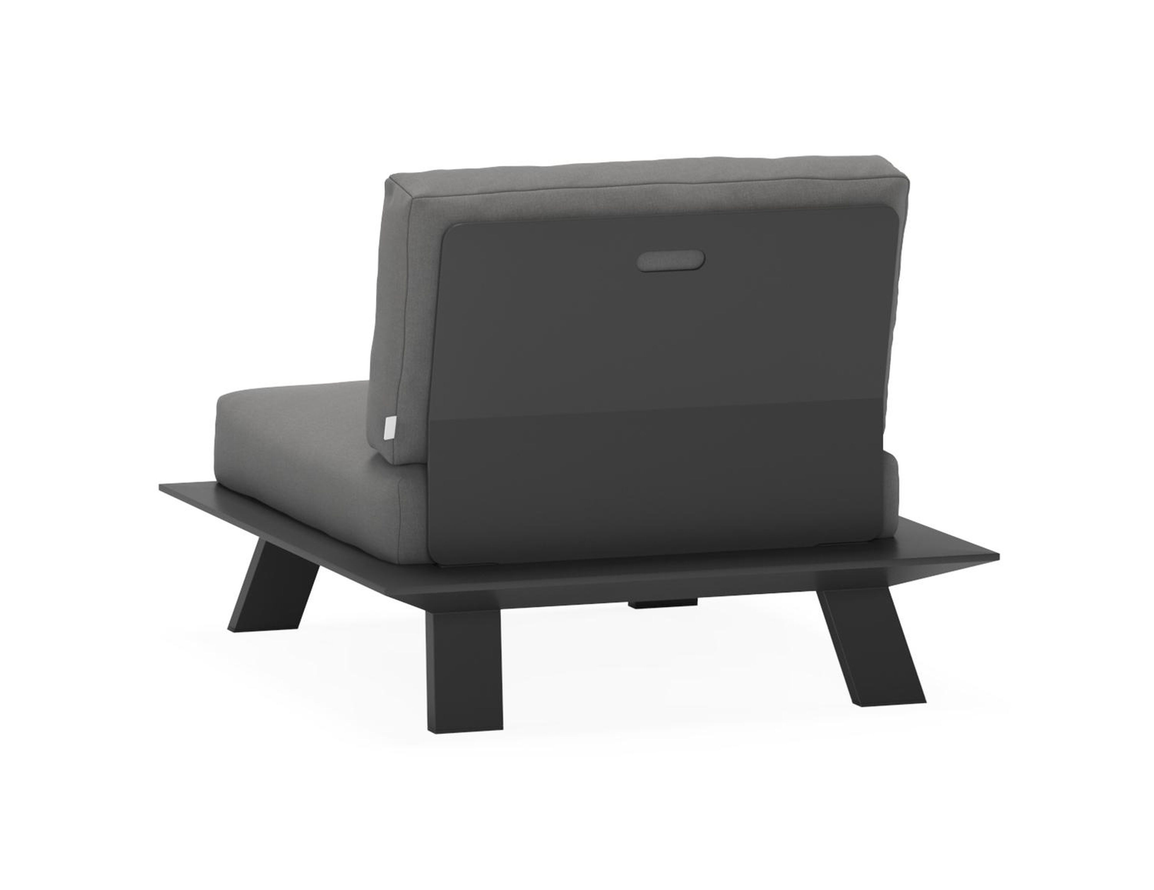 Cesano loungestoel 1-zit in zwart aluminium met natte charcoal chine all weather sunbrella® luxe kussen