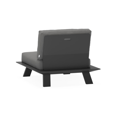 Cesano loungestoel 1-zit in zwart aluminium met natte charcoal chine all weather sunbrella® luxe kussen