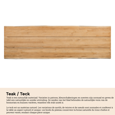 Table de jardin Pagino en aluminium noir et teck - Lg 360 x Larg. 112 x H 75,5 cm