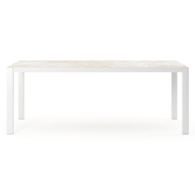 Table de jardin Como rectangulaire en aluminium blanc et céramique pleine Rapolano Lg. 200 x Lrg. 100 cm