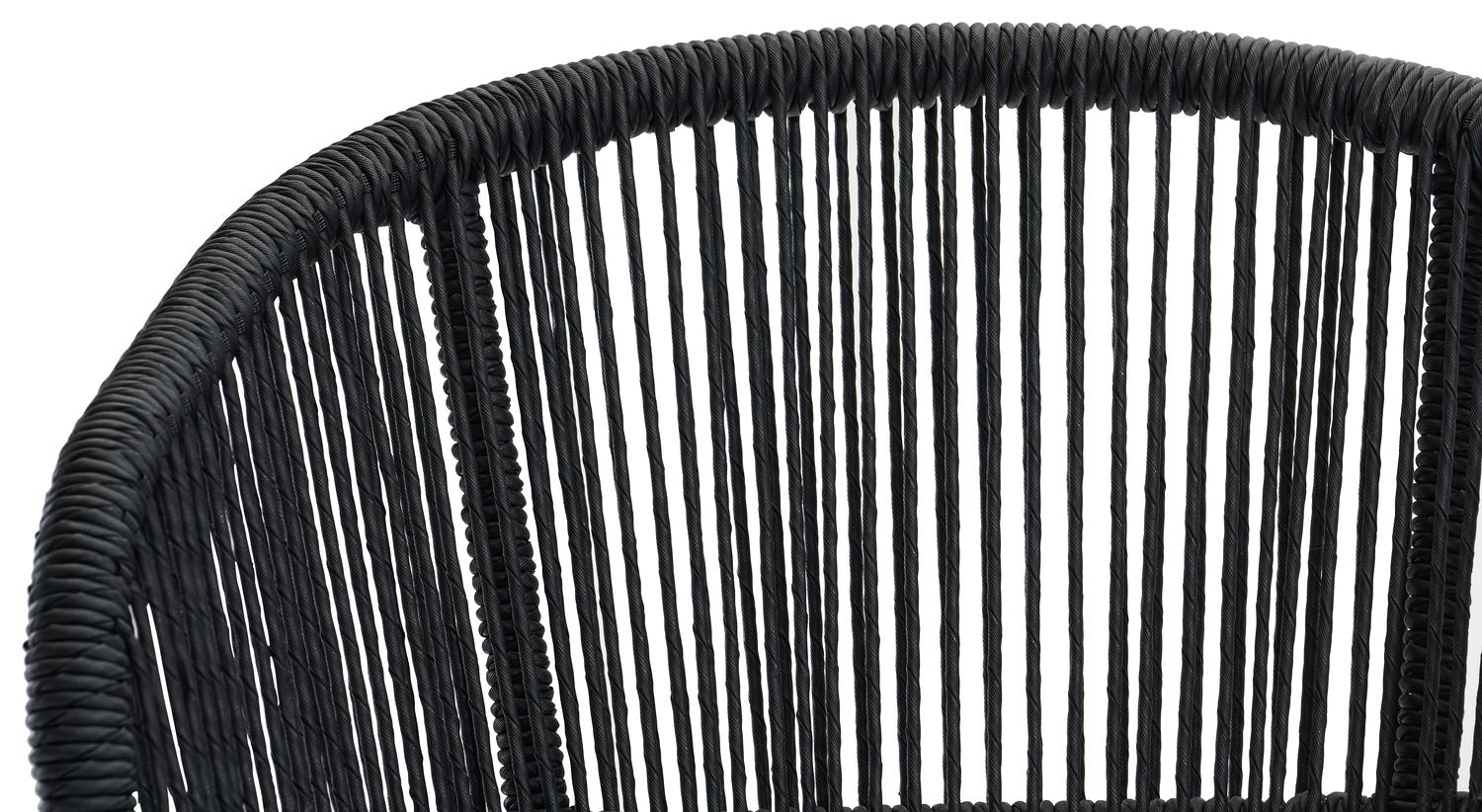 Lugano tuinstoel in zwart aluminium en zwart gedraaide ronde wicker