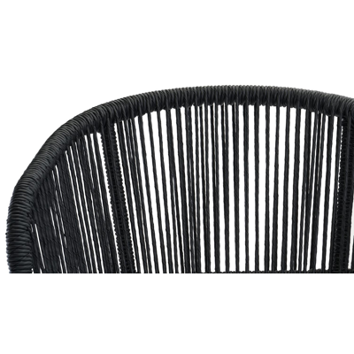 Lugano tuinstoel in zwart aluminium en zwart gedraaide ronde wicker