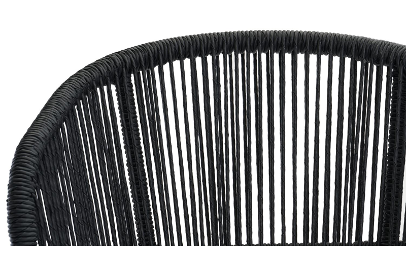 Lugano tuinstoel in zwart aluminium en zwart gedraaide ronde wicker