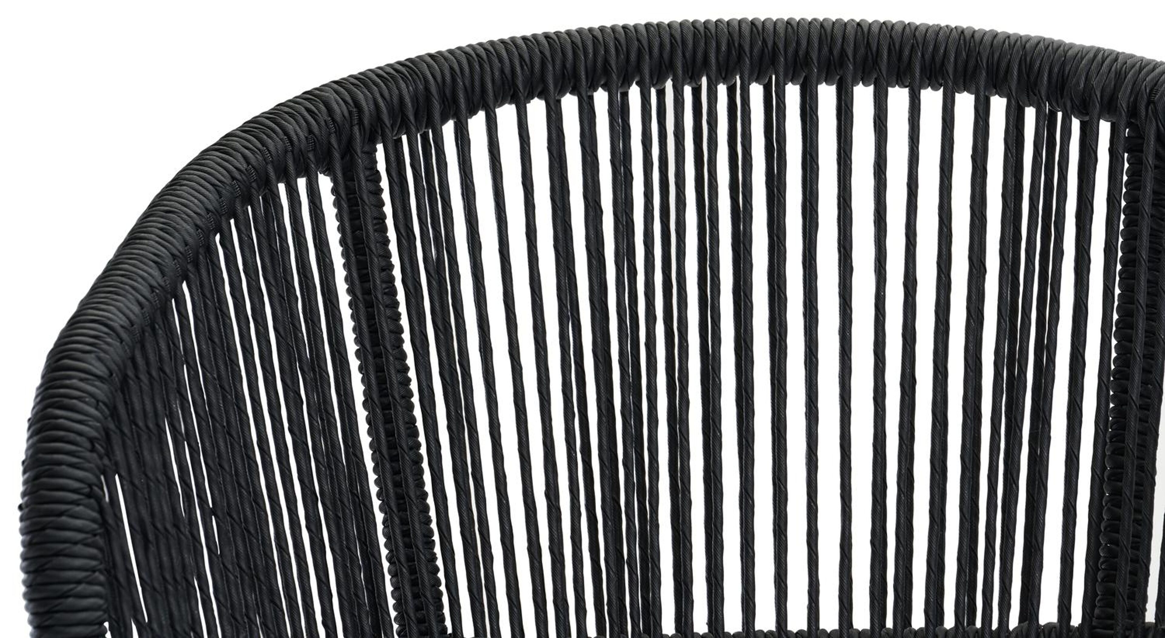 Lugano tuinstoel in zwart aluminium en zwart gedraaide ronde wicker