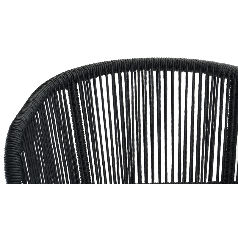 Lugano tuinstoel in zwart aluminium en zwart gedraaide ronde wicker