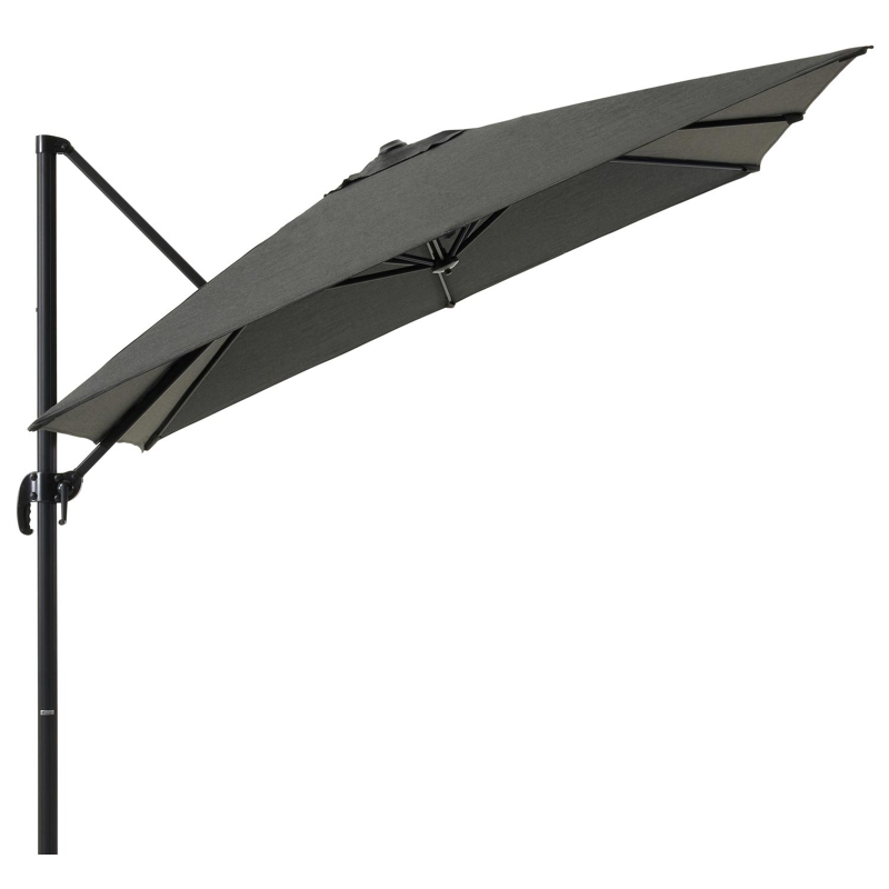 Calpe zweefparasol in zwart aluminium met zwart weather+ softtouch parasoldoek - L1 270 x L2 270 cm (zonder voet)