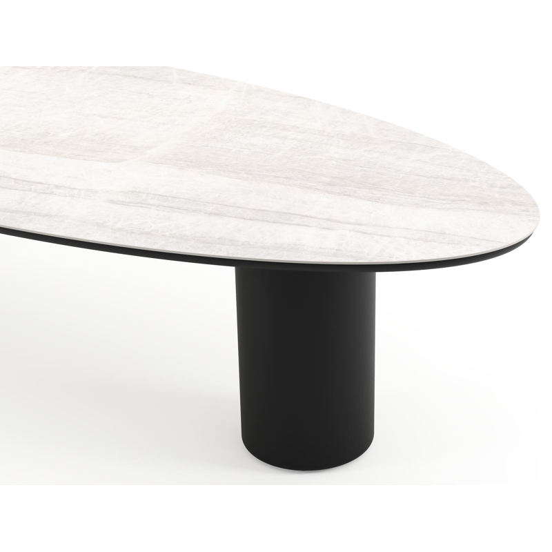 Table de jardin Amico oval en aluminium noir et céramique pleine Taj Mahal - Lg. 320 x Lrg. 130 x Haut. 73.5 cm