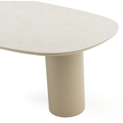 Amico tuintafel bombo in beige aluminium en volkeramiek Shilin - L 210 x B 110 x H 73.5 cm