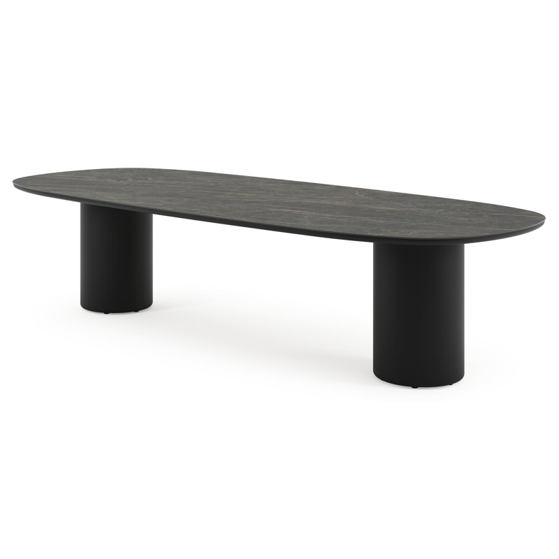 Amico tuintafel bombo in zwart aluminium en volkeramiek Black Obsession - L 320 x B 130 x H 73.5 cm
