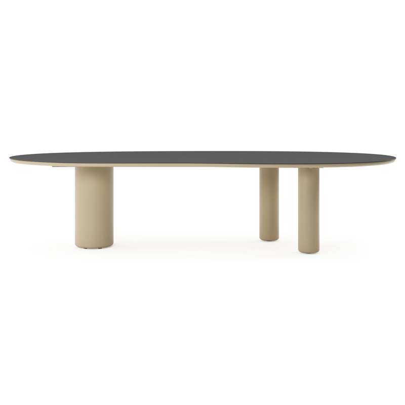 Amico tuintafel organisch in beige aluminium en volkeramiek Nero Black - L 320 x B 120 x H 73.5 cm