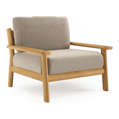 Amaro loungestoel in teak met chartres pewter all weather sunbrella® luxe kussen