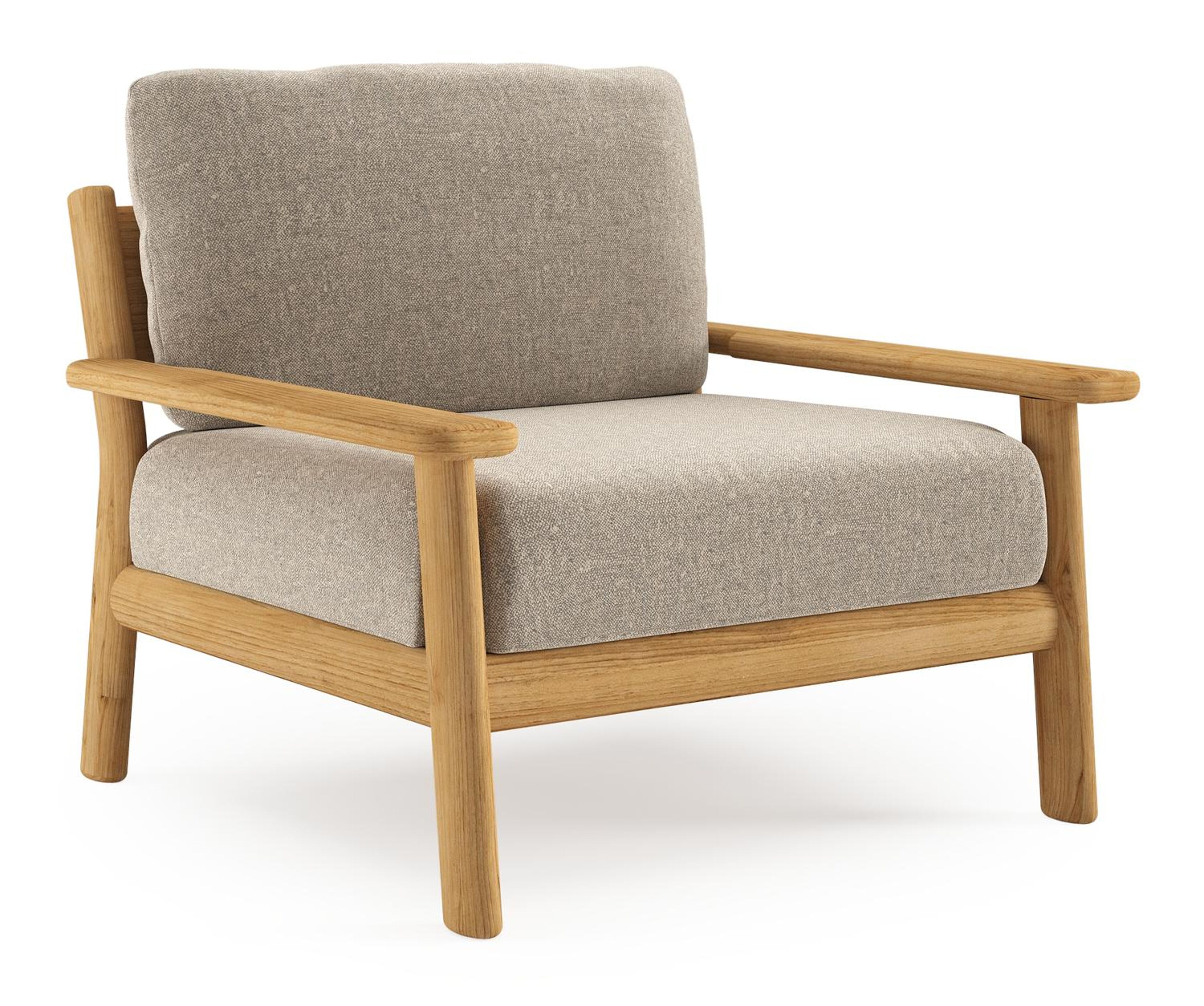 Amaro loungestoel in teak met chartres pewter all weather sunbrella® luxe kussen