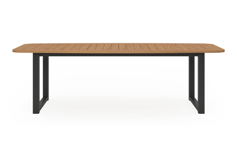 Livo bootvormige tuinset in zwart aluminium en teak natural finish met 6 Madura tuinstoelen