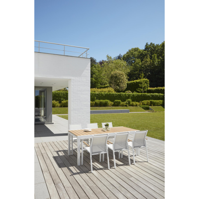 Oviedo verlengbare tuintafel in wit aluminium en polywood - L 200/280 x B 94.5 x H 75 cm