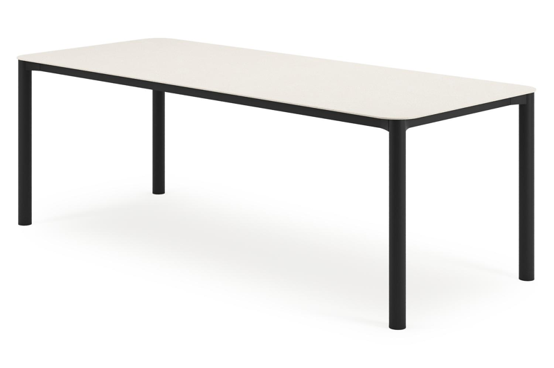 Mira tuinset in zwart aluminium en crema minerale sintered stone met 6 Gerona tuinstoelen