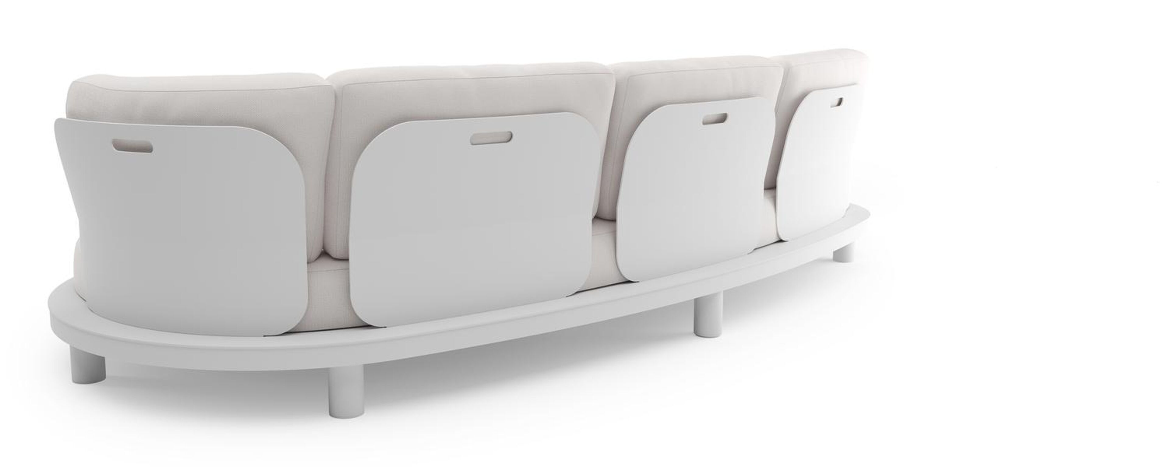 Canapé de jardin Donato en aluminium blanc et coussins en all weather sunbrella® luxe savane whisper