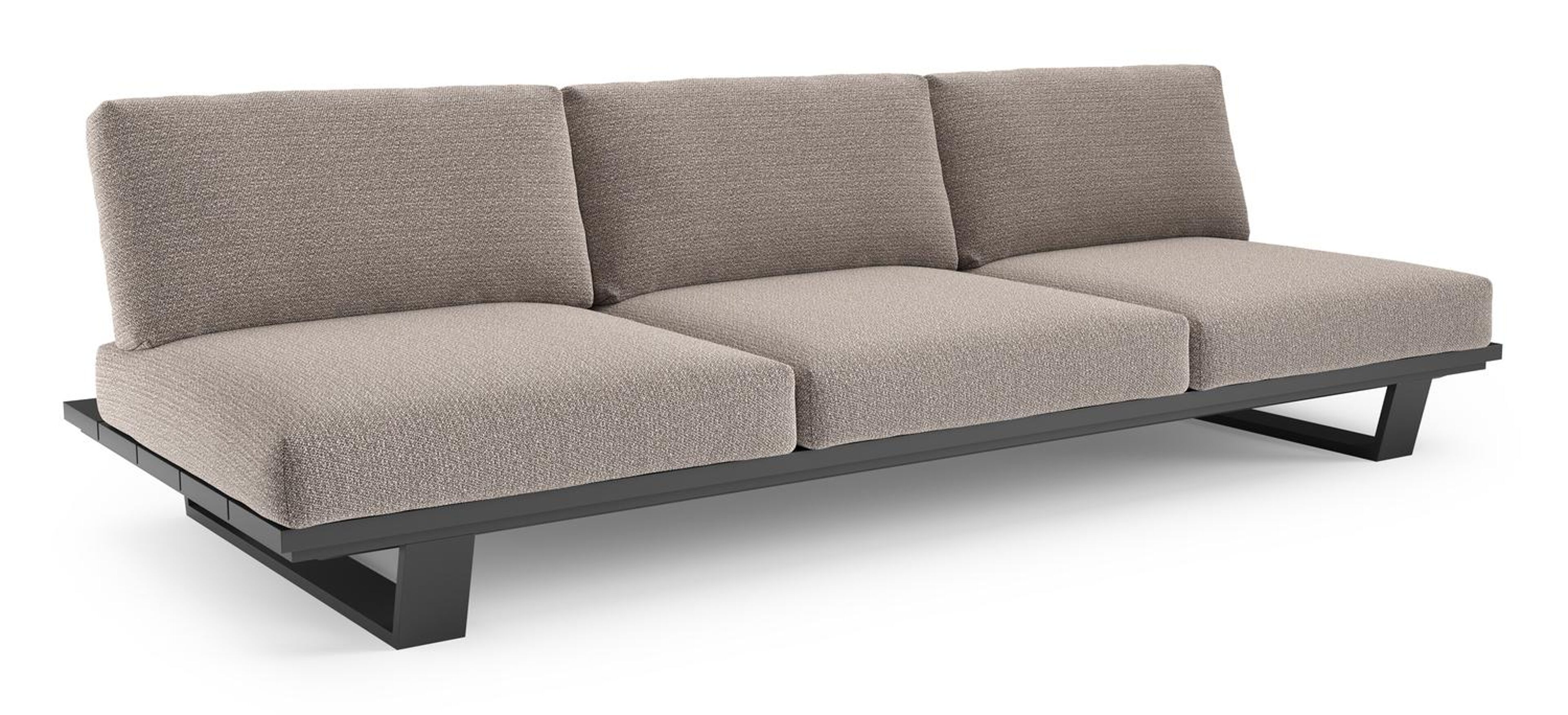 Pagino loungebank in zwart aluminium met wander granite all weather sunbrella® luxe kussen